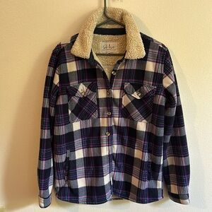 Soho Threads Women's Multi Color Plaid Fleece Lined Shirt 4 Pocket .. Size: S/P